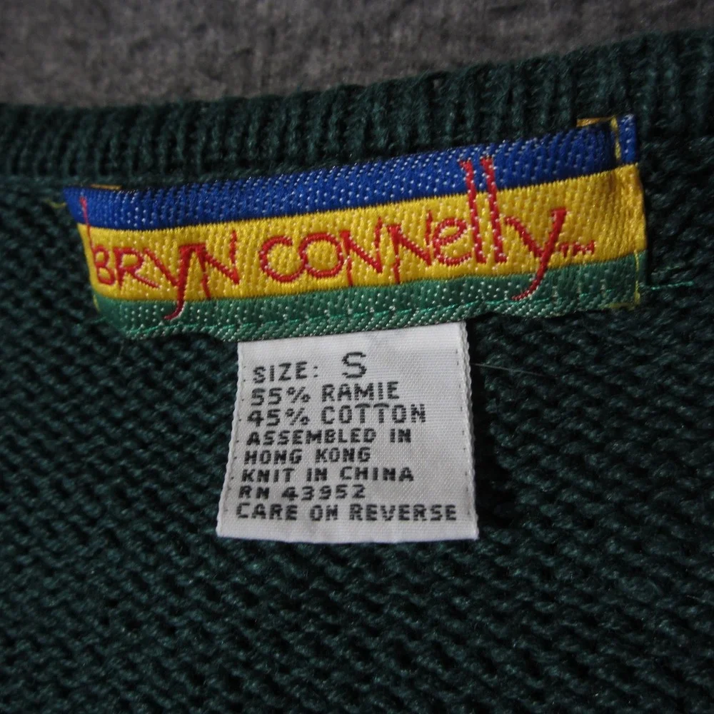 Vtg Bryn Connelly Cardigan S Green Floral Embroidered Grandma Cottage Spring - Picture 9 of 10